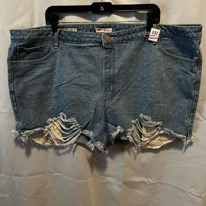 (132) “Hot Kiss” by Rue 21 high-rise jean shorties; Plus size